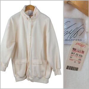 NEW Vintage Lord & Taylor Large Fleece Pea Coat Jacket Winter Peacoat White